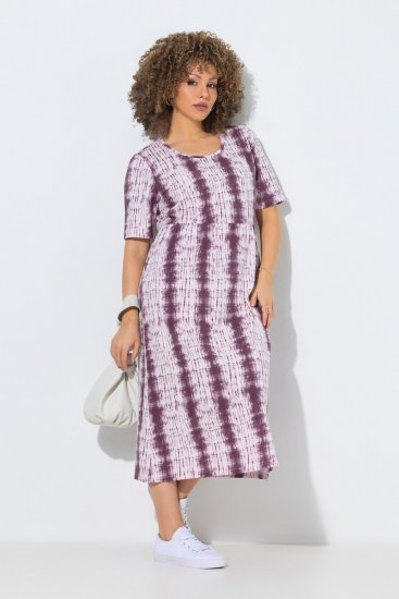 Ulla Popken 852854 Abito midi a righe Marrone - Vestiti midi - Abiti midi taglie comode