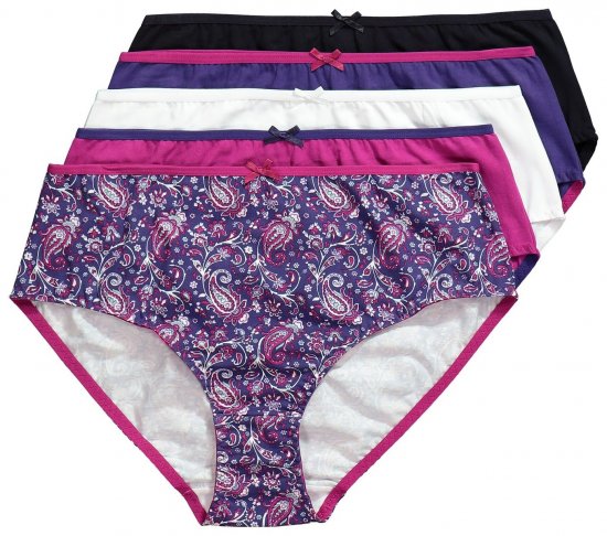 Ulla Popken 852935 Slip a fiori confezione da 5 Blu reale - Slip - 