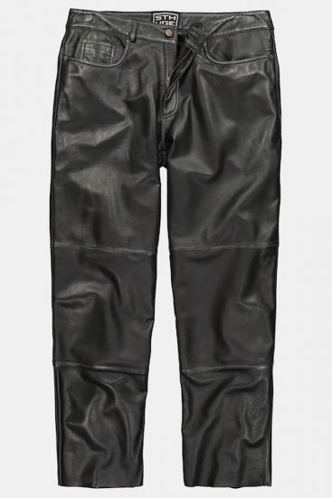 JP1880 853066 Pantaloni in pelle con grandi tasche posteriori Nero - Pantaloni in pelle da uomo in taglie forti - Pantaloni in pelle taglie forti