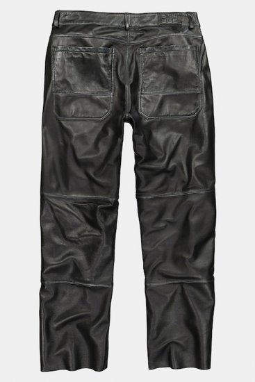 JP1880 853066 Pantaloni in pelle con grandi tasche posteriori Nero - Pantaloni in pelle da uomo in taglie forti - Pantaloni in pelle taglie forti
