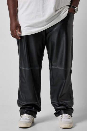 JP1880 853066 Pantaloni in pelle con grandi tasche posteriori Nero - Pantaloni in pelle da uomo in taglie forti - Pantaloni in pelle taglie forti