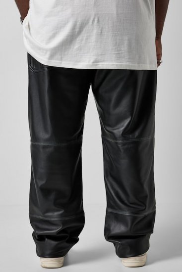 JP1880 853066 Pantaloni in pelle con grandi tasche posteriori Nero - Pantaloni in pelle da uomo in taglie forti - Pantaloni in pelle taglie forti