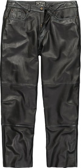 JP1880 853066 Pantaloni in pelle con grandi tasche posteriori Nero - Pantaloni in pelle da uomo in taglie forti - Pantaloni in pelle taglie forti