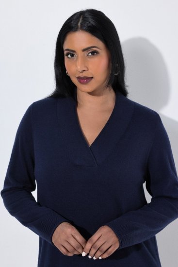 Ulla Popken 853077 Abito in maglia a maniche lunghe Blu scuro - Abiti in maglia - 