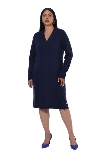 Ulla Popken 853077 Abito in maglia a maniche lunghe Blu scuro - Abiti in maglia - 