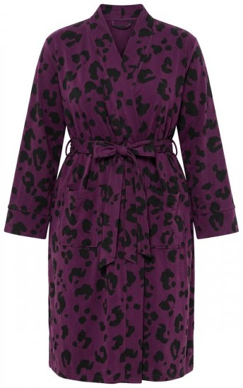 Ulla Popken 853168 Accappatoio in spugna animalier Prugna - Vestaglie & accappatoi - 