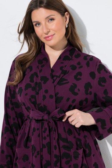 Ulla Popken 853168 Accappatoio in spugna animalier Prugna - Vestaglie & accappatoi - 