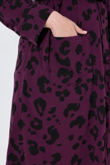 Ulla Popken 853168 Accappatoio in spugna animalier Prugna - Vestaglie & accappatoi - 