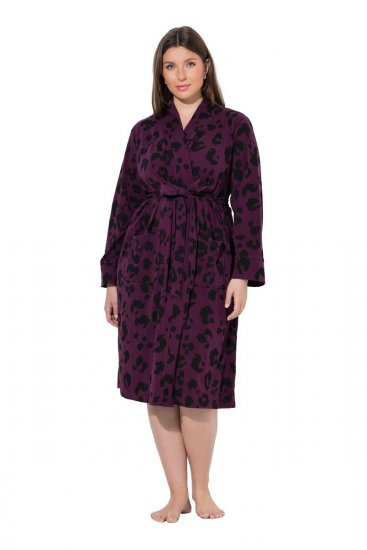 Ulla Popken 853168 Accappatoio in spugna animalier Prugna - Vestaglie & accappatoi - 