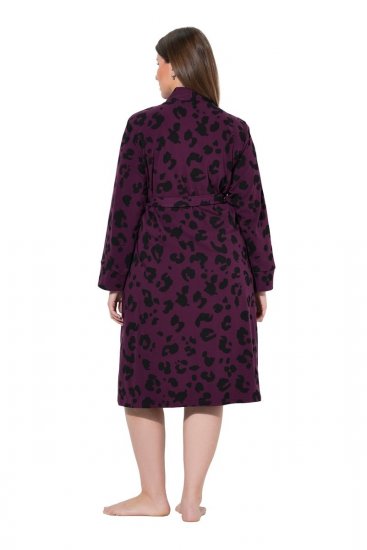 Ulla Popken 853168 Accappatoio in spugna animalier Prugna - Vestaglie & accappatoi - 