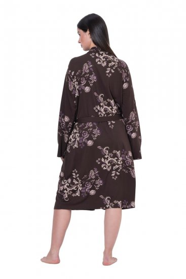 Ulla Popken 853204 Accappatoio a fiori Marrone - Vestaglie & accappatoi - 