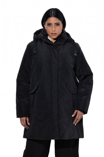 Ulla Popken 853351 Giacca imbottita Sympatex impermeabile con cappuccio Nero - Giacche - Giacche taglie forti da donna