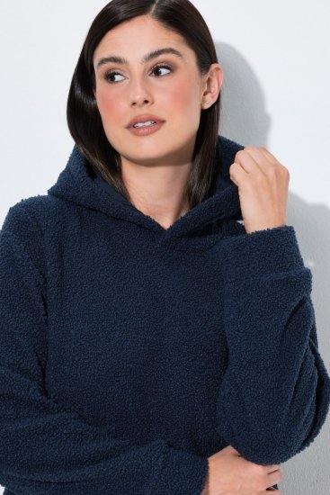 Ulla Popken 853353 Abito da casa con cappuccio Blu scuro - Pigiami/Loungewear - 