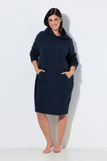 Ulla Popken 853353 Abito da casa con cappuccio Blu scuro - Pigiami/Loungewear - 