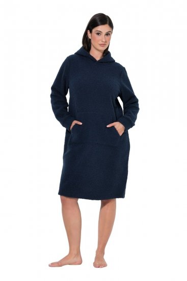 Ulla Popken 853353 Abito da casa con cappuccio Blu scuro - Pigiami/Loungewear - 