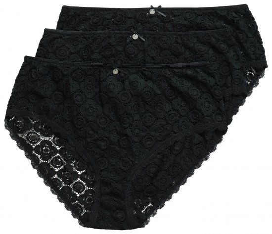 Ulla Popken 853495 Slip a fiori confezione da 3 Nero - Slip - 