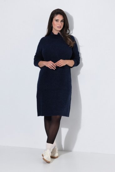 Ulla Popken 853504 Abito in maglia con collo alto Blu scuro - Abiti - Vestiti per tutte le taglie