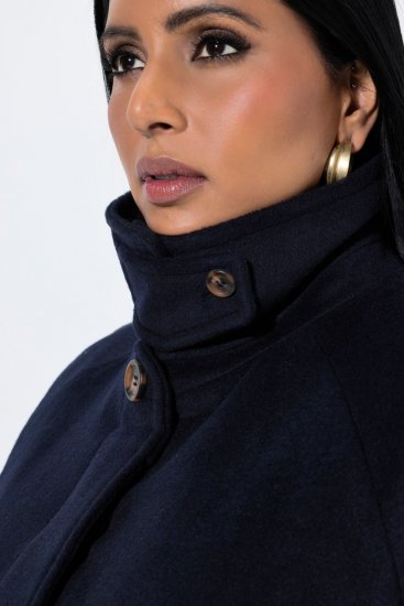 Ulla Popken 853646 Cappotto in lana con collo a camicia Blu scuro - Cappotti - Cappotti taglie forti da donna