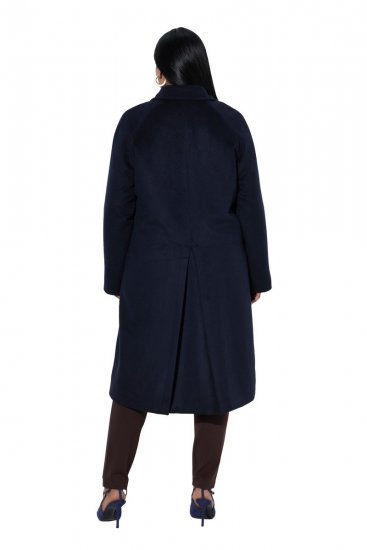 Ulla Popken 853646 Cappotto in lana con collo a camicia Blu scuro - Cappotti - Cappotti taglie forti da donna