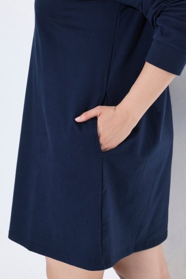 Ulla Popken 853652 Abito di velluto con cappuccio Blu scuro - Abiti da sera - Abiti da sera taglie forti