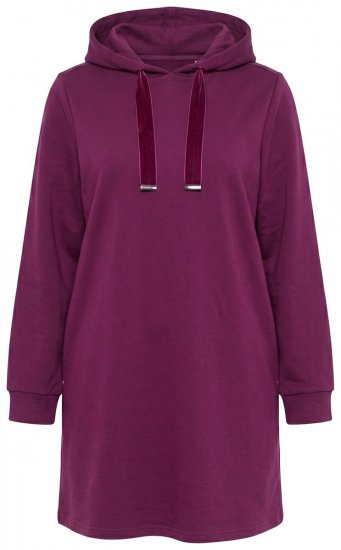 Ulla Popken 853652 Abito in felpa a maniche lunghe con cappuccio Rosso bacca - Abiti - Vestiti per tutte le taglie