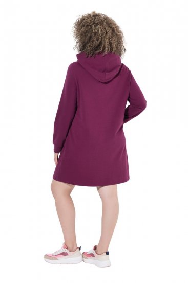 Ulla Popken 853652 Abito in felpa a maniche lunghe con cappuccio Rosso bacca - Abiti - Vestiti per tutte le taglie