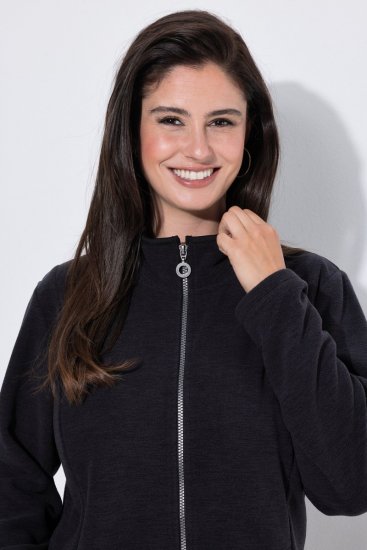 Ulla Popken 853668 Giacca in pile con collo alto Nero - Abbigliamento in pile - 