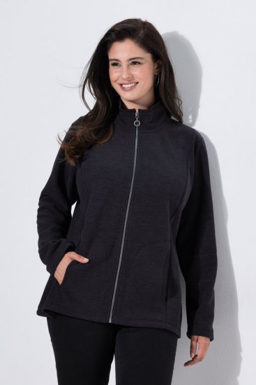 Ulla Popken 853668 Giacca in pile con collo alto Nero - Abbigliamento in pile - 