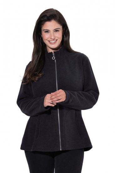 Ulla Popken 853668 Giacca in pile con collo alto Nero - Abbigliamento in pile - 