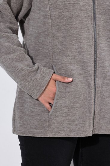 Ulla Popken 853668 Giacca in pile con collo alto Grigio - Abbigliamento in pile - 
