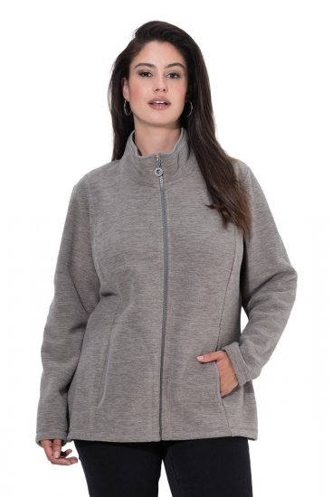 Ulla Popken 853668 Giacca in pile con collo alto Grigio - Abbigliamento in pile - 