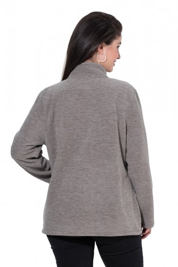 Ulla Popken 853668 Giacca in pile con collo alto Grigio - Abbigliamento in pile - 