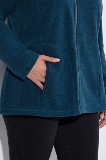 Ulla Popken 853668 Giacca in pile con collo alto Petrolio - Abbigliamento in pile - 