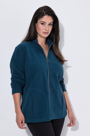 Ulla Popken 853668 Giacca in pile con collo alto Petrolio - Abbigliamento in pile - 