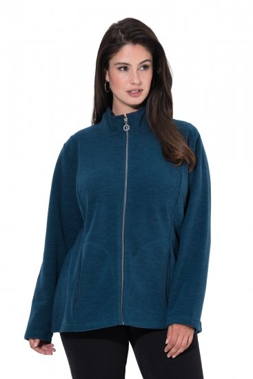 Ulla Popken 853668 Giacca in pile con collo alto Petrolio - Abbigliamento in pile - 