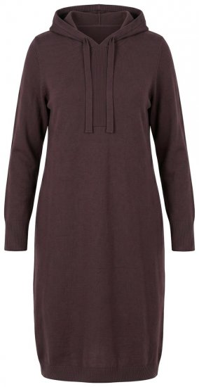 Ulla Popken 853669 Abito in maglia a maniche lunghe con cappuccio Marrone mogano - Abiti in maglia - 