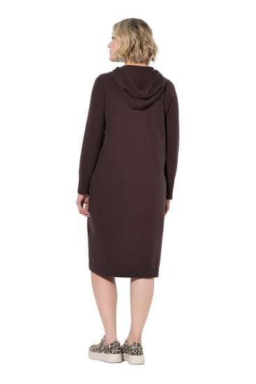 Ulla Popken 853669 Abito in maglia a maniche lunghe con cappuccio Marrone mogano - Abiti in maglia - 