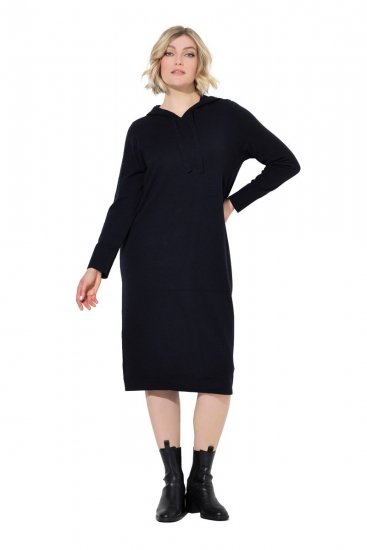 Ulla Popken 853669 Abito in felpa a maniche lunghe con cappuccio Blu scuro - Abiti in felpa - 