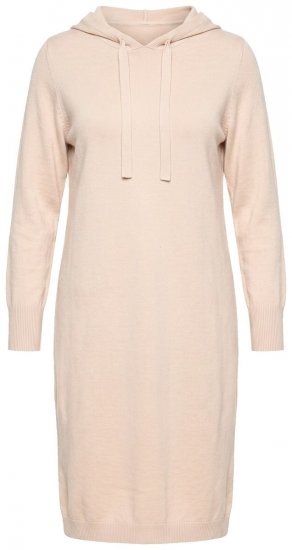 Ulla Popken 853669 Abito in maglia a maniche lunghe con cappuccio Beige - Vestiti midi - Abiti midi taglie comode
