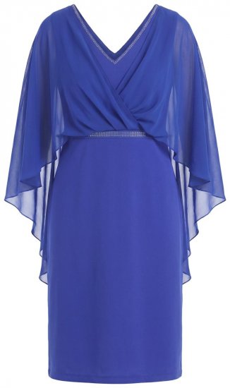 Ulla Popken 853675 Abito in chiffon con maniche a 3/4 Blu - Abiti da sera - Abiti da sera taglie forti