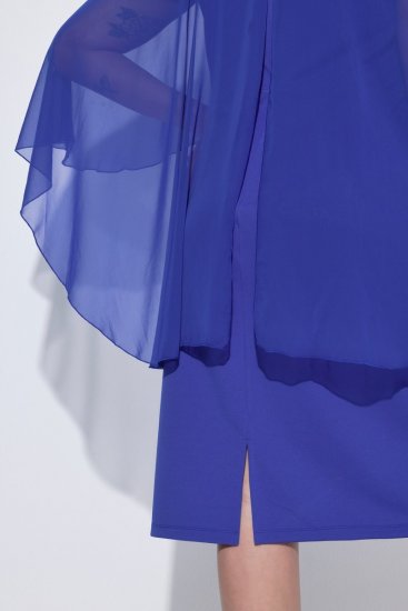 Ulla Popken 853675 Abito in chiffon con maniche a 3/4 Blu - Abiti da sera - Abiti da sera taglie forti