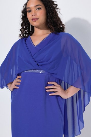 Ulla Popken 853675 Abito in chiffon con maniche a 3/4 Blu - Abiti da sera - Abiti da sera taglie forti