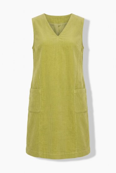 Ulla Popken 853697 Abito di velluto a coste senza maniche con tasche Verde chiaro - Abiti estivi - Abiti estivi taglie forti