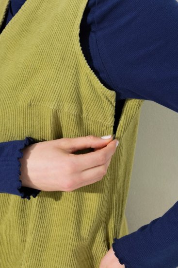 Ulla Popken 853697 Abito di velluto a coste senza maniche con tasche Verde chiaro - Abiti estivi - Abiti estivi taglie forti
