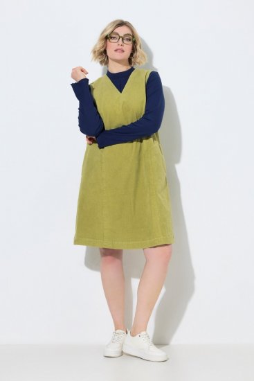 Ulla Popken 853697 Abito di velluto a coste senza maniche con tasche Verde chiaro - Abiti estivi - Abiti estivi taglie forti