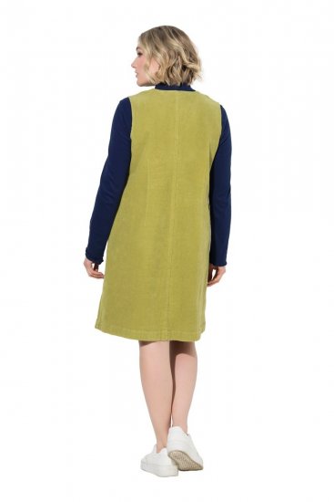 Ulla Popken 853697 Abito di velluto a coste senza maniche con tasche Verde chiaro - Abiti estivi - Abiti estivi taglie forti