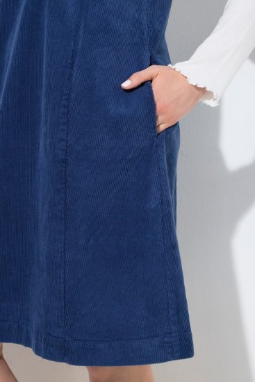Ulla Popken 853697 Abito di velluto a coste senza maniche con scollo a V Blu scuro - Abiti estivi - Abiti estivi taglie forti