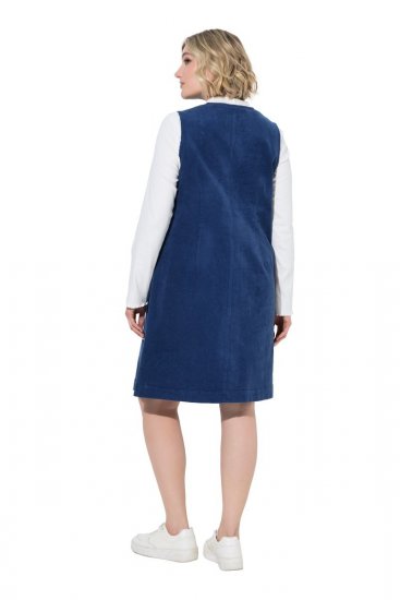 Ulla Popken 853697 Abito di velluto a coste senza maniche con scollo a V Blu scuro - Abiti estivi - Abiti estivi taglie forti