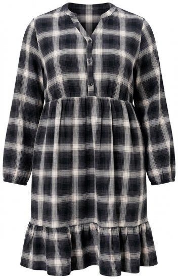 Ulla Popken 853728 Abito a quadri con volant Nero - Abiti - Vestiti per tutte le taglie