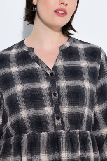 Ulla Popken 853728 Abito a quadri con volant Nero - Abiti - Vestiti per tutte le taglie